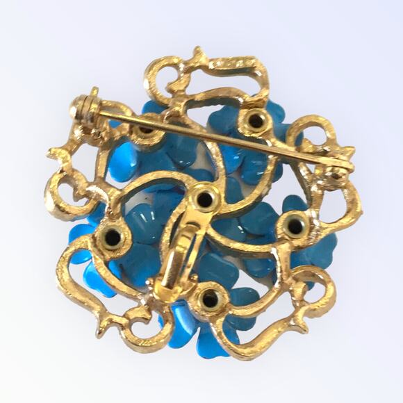 Avon Vintage Blue  Forget Me Not Love Blossom Set Convertible Brooch  Earring - Picture 3 of 7